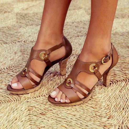 Women's Strappy Open-Toe Block Heel Sandals