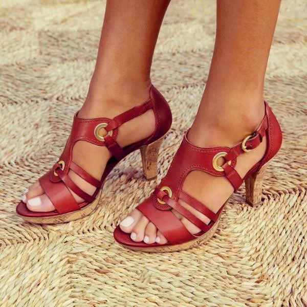 Women's Strappy Open-Toe Block Heel Sandals