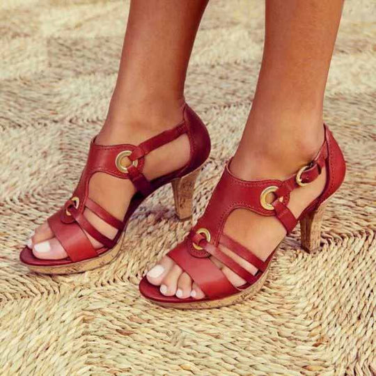 Women's Strappy Open-Toe Block Heel Sandals