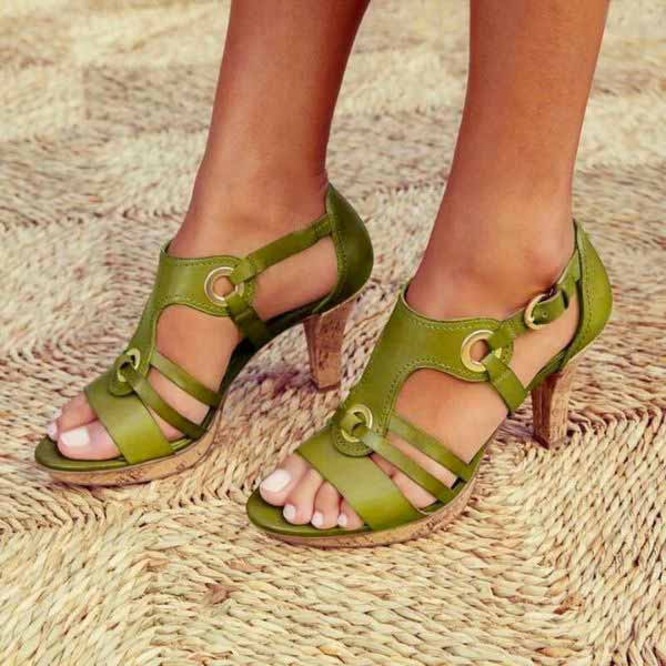 Women's Strappy Open-Toe Block Heel Sandals