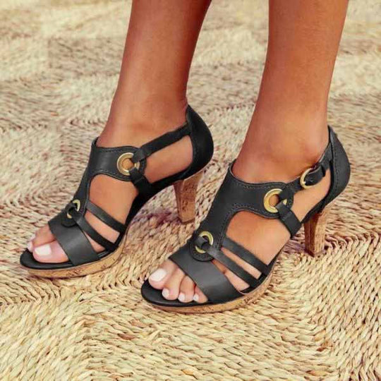 Women's Strappy Open-Toe Block Heel Sandals
