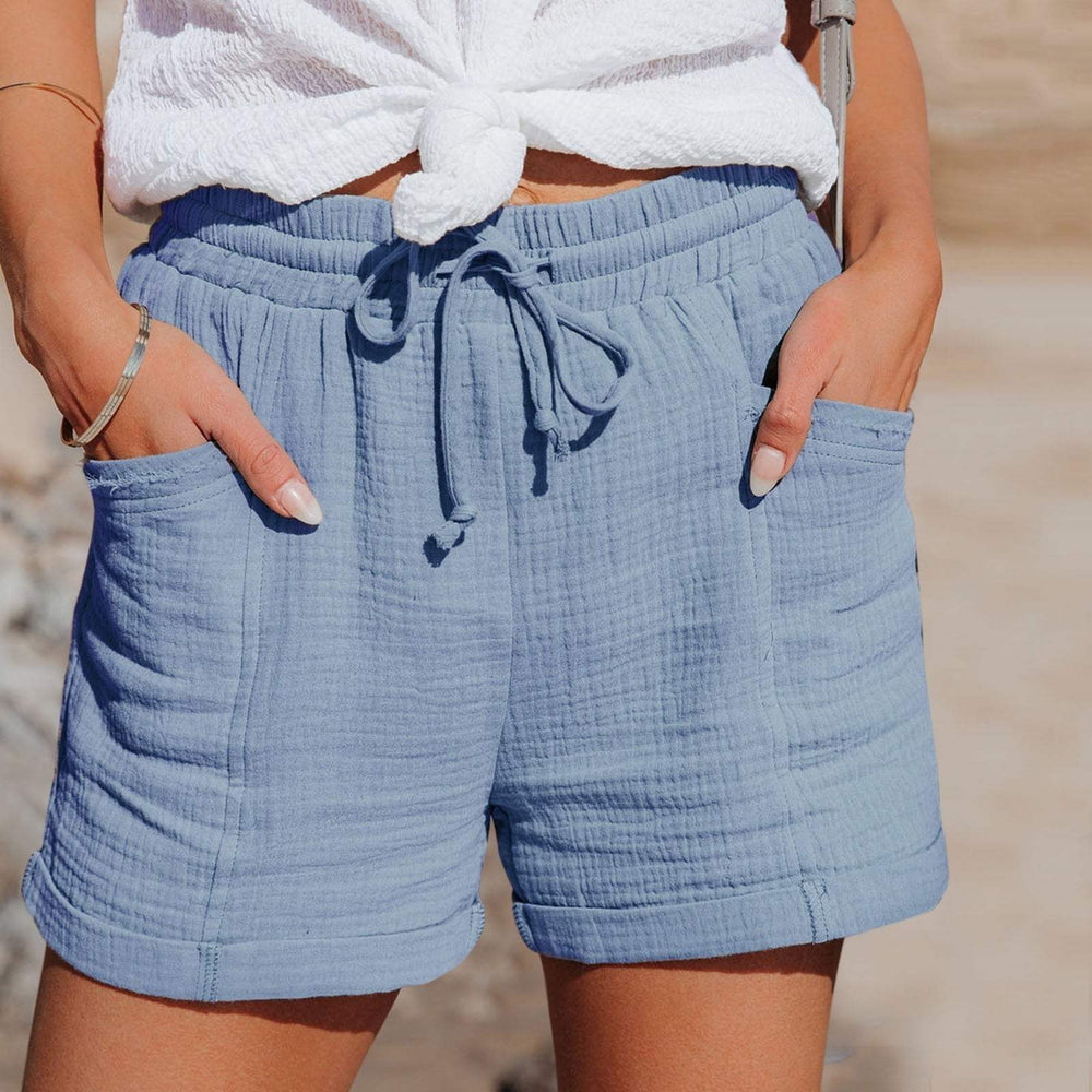 Women's Relaxed Cotton Linen Drawstring Pocket Shorts