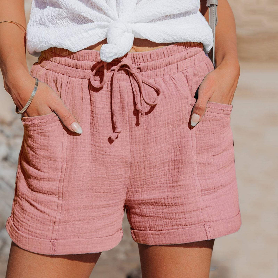 Women's Relaxed Cotton Linen Drawstring Pocket Shorts