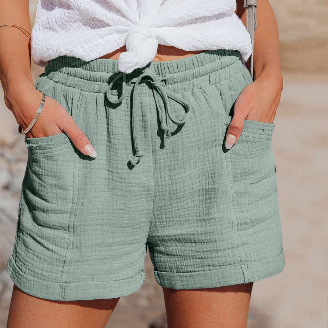 Women's Relaxed Cotton Linen Drawstring Pocket Shorts