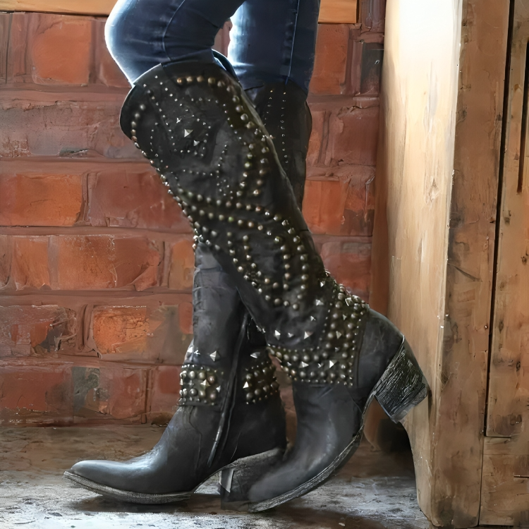 Women's Western Studded Knee-High Cowboy Boots