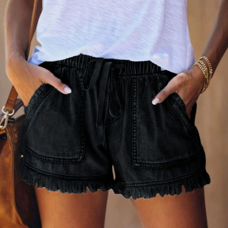 Women's Drawstring Denim Casual Shorts