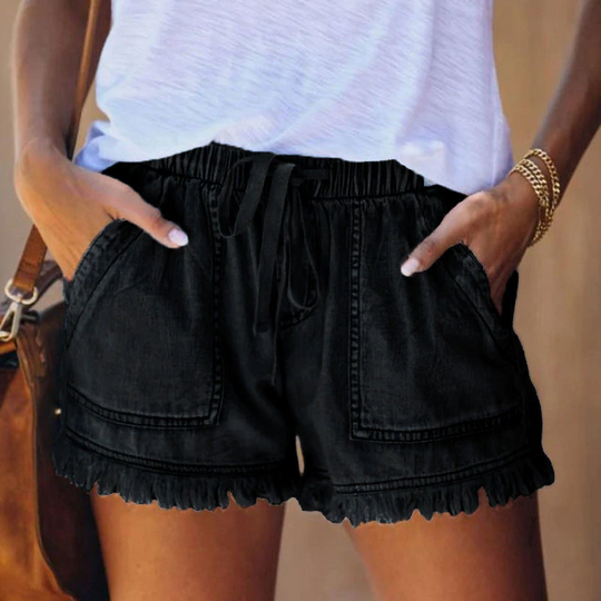 Women's Drawstring Denim Casual Shorts