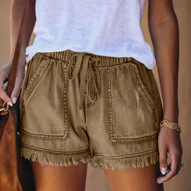 Women's Drawstring Denim Casual Shorts