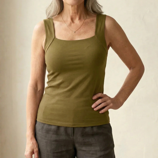 Damen eng anliegendes Tanktop mit quadratischem Ausschnitt