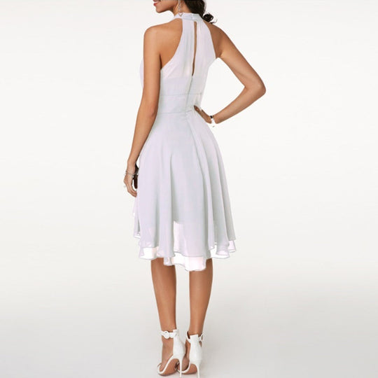 Women's Elegant Halter Neck Chiffon Mini Dress
