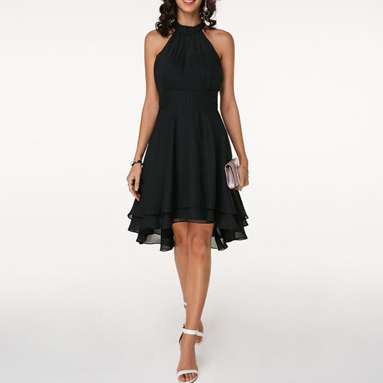 Women's Elegant Halter Neck Chiffon Mini Dress