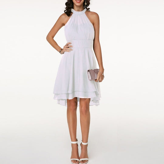 Women's Elegant Halter Neck Chiffon Mini Dress