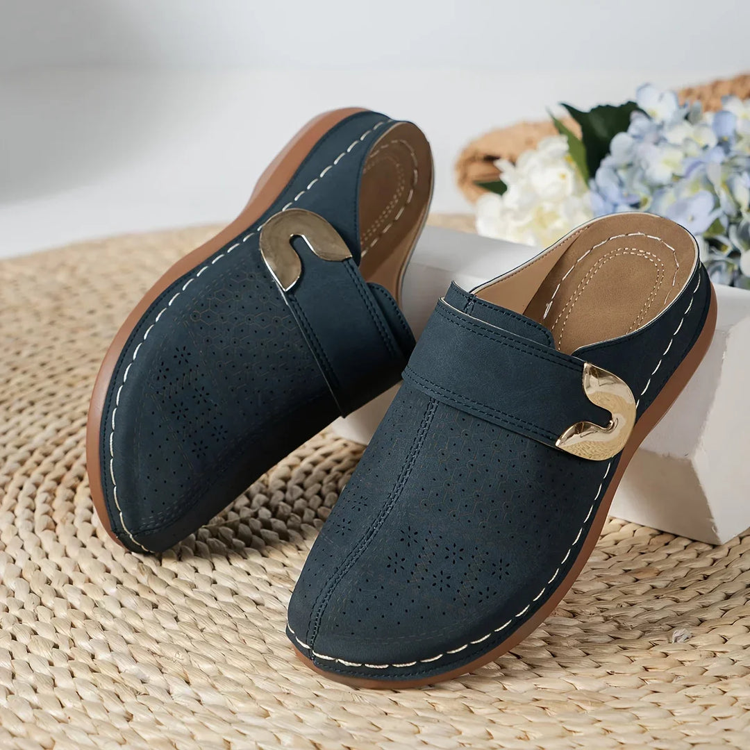 Women's Vintage Buckle Comfort Slip-On Loafers