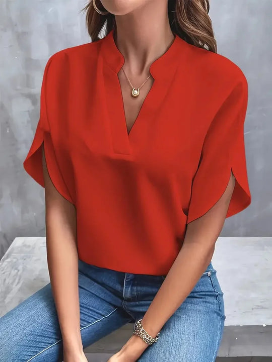 Women's Elegant Split Sleeve V-Neck Blouse