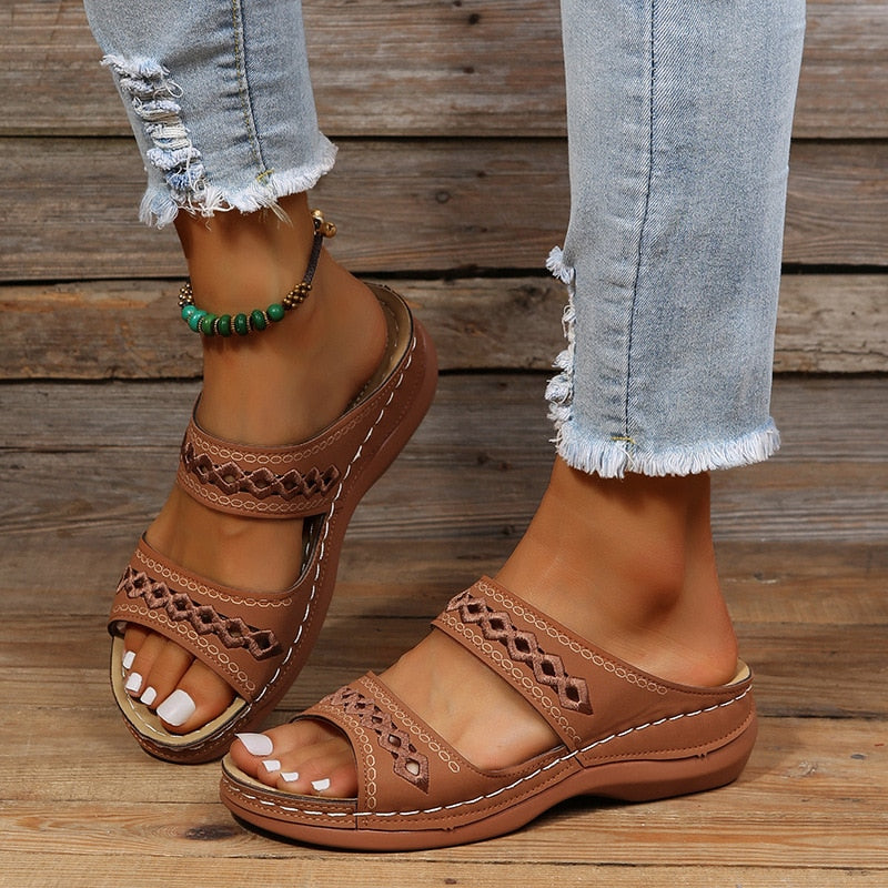 Women's Double Strap Comfort Slide Sandals