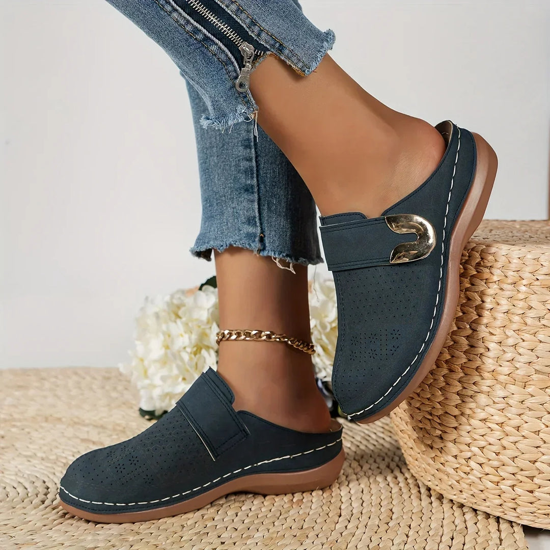 Women's Vintage Buckle Comfort Slip-On Loafers