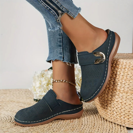 Women's Vintage Buckle Comfort Slip-On Loafers