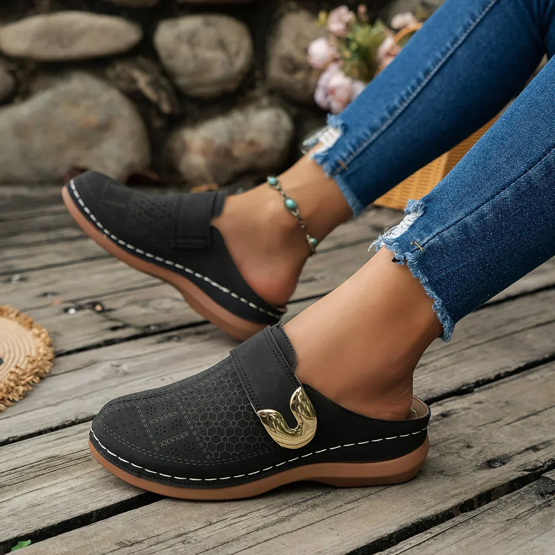 Women's Vintage Buckle Comfort Slip-On Loafers