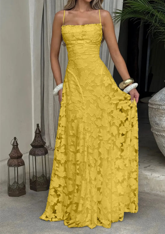 Women's Floral Lace Cowl Neck Maxi Evening Dress