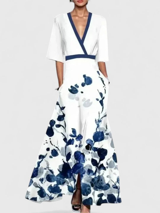 Women's Elegant Floral Print Wide-Leg Jumpsuit