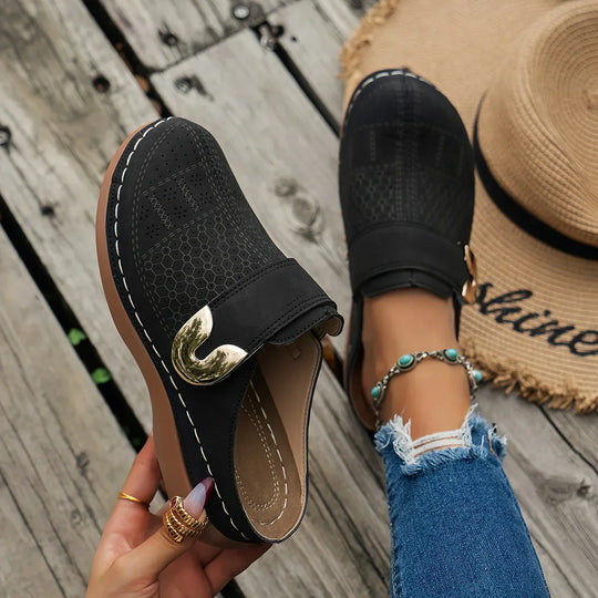 Women's Vintage Buckle Comfort Slip-On Loafers