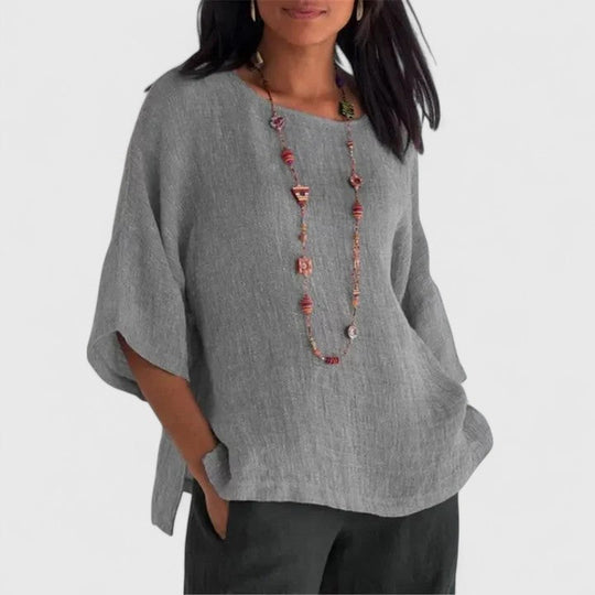 Women's Relaxed Linen-Blend Batwing Blouse