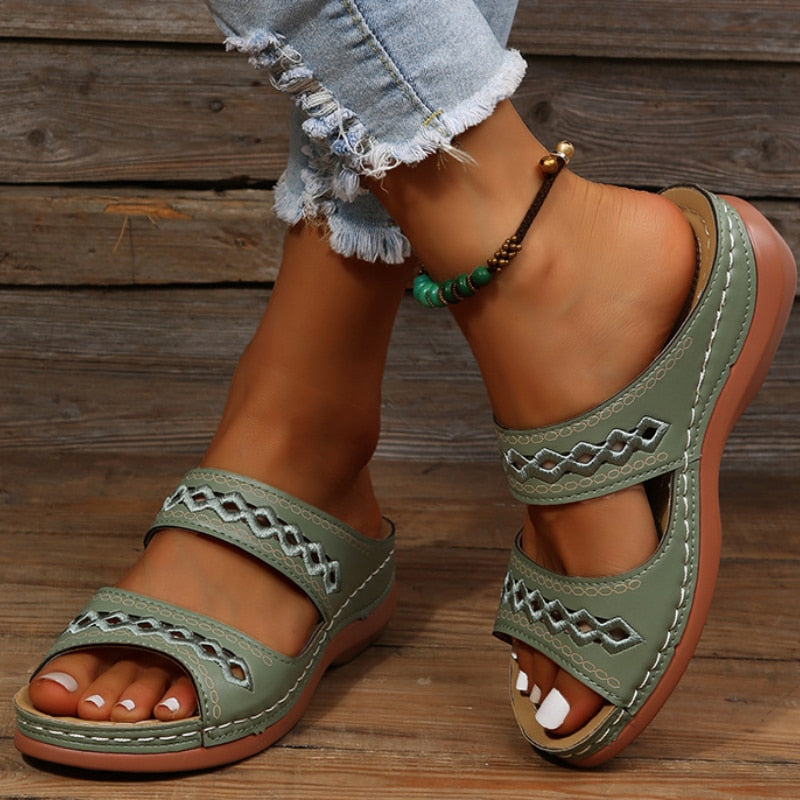 Women's Double Strap Comfort Slide Sandals