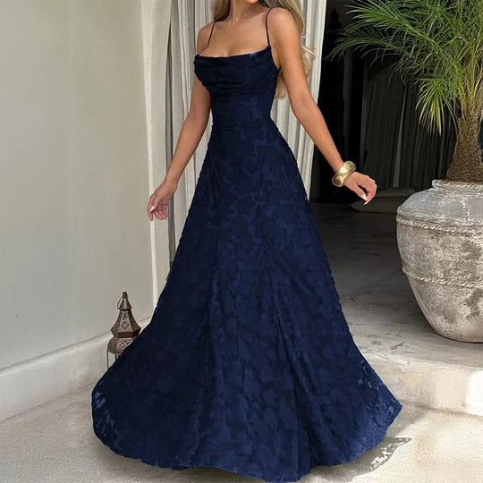 Women's Floral Textured A-Line Maxi Dress