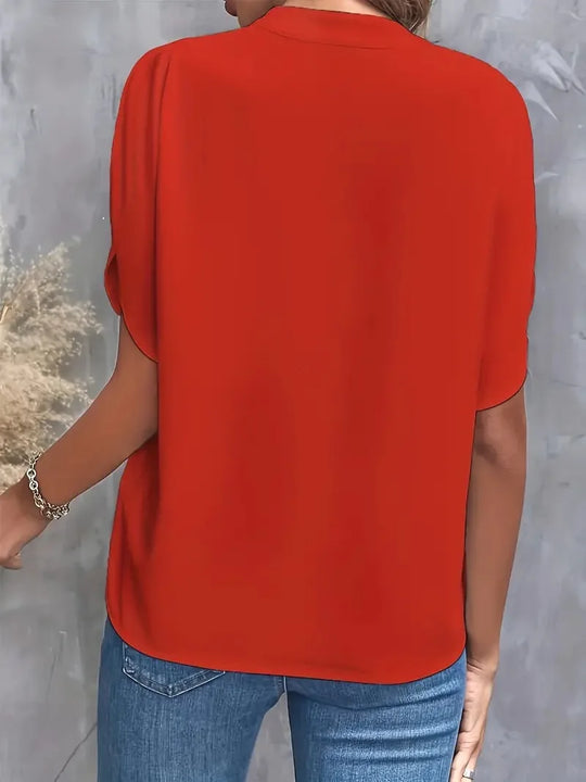Women's Elegant Split Sleeve V-Neck Blouse