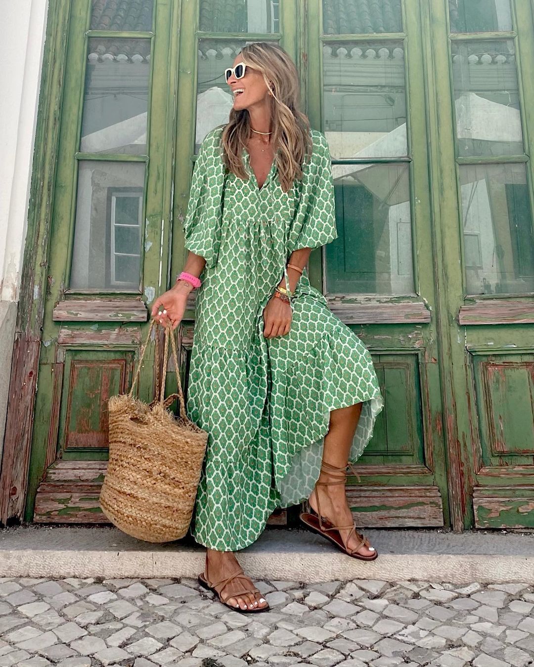 Women's Bohemian Floral Print Tiered Maxi Dress