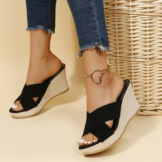 Women's Crisscross Espadrille Wedge Slide Sandals