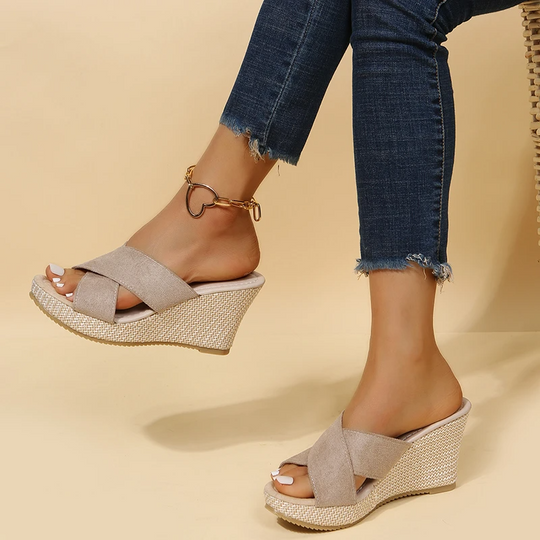 Women's Crisscross Espadrille Wedge Slide Sandals
