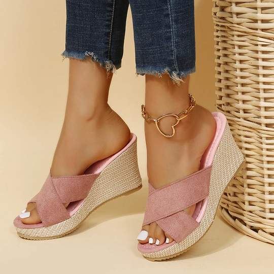 Women's Crisscross Espadrille Wedge Slide Sandals