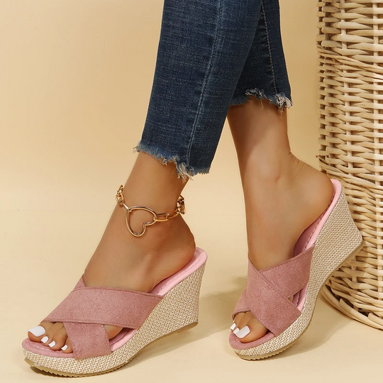 Women's Crisscross Espadrille Wedge Slide Sandals