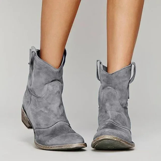 Women's Vintage Suede Western Ankle Boots