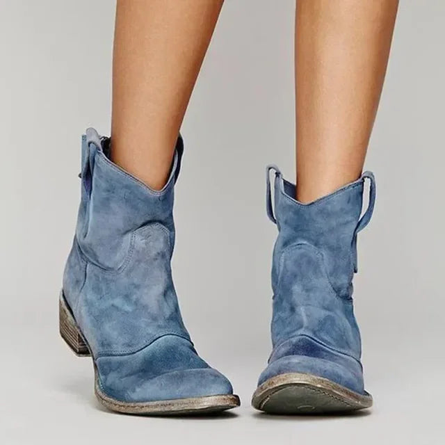 Women's Vintage Suede Western Ankle Boots