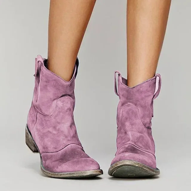 Women's Vintage Suede Western Ankle Boots