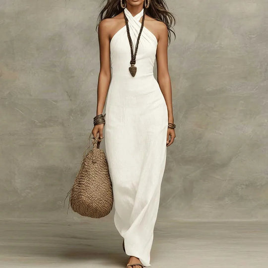 Women's Bohemian Halter Neck Maxi Dress