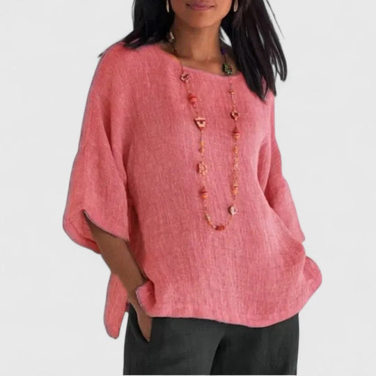 Women's Relaxed Linen-Blend Batwing Blouse