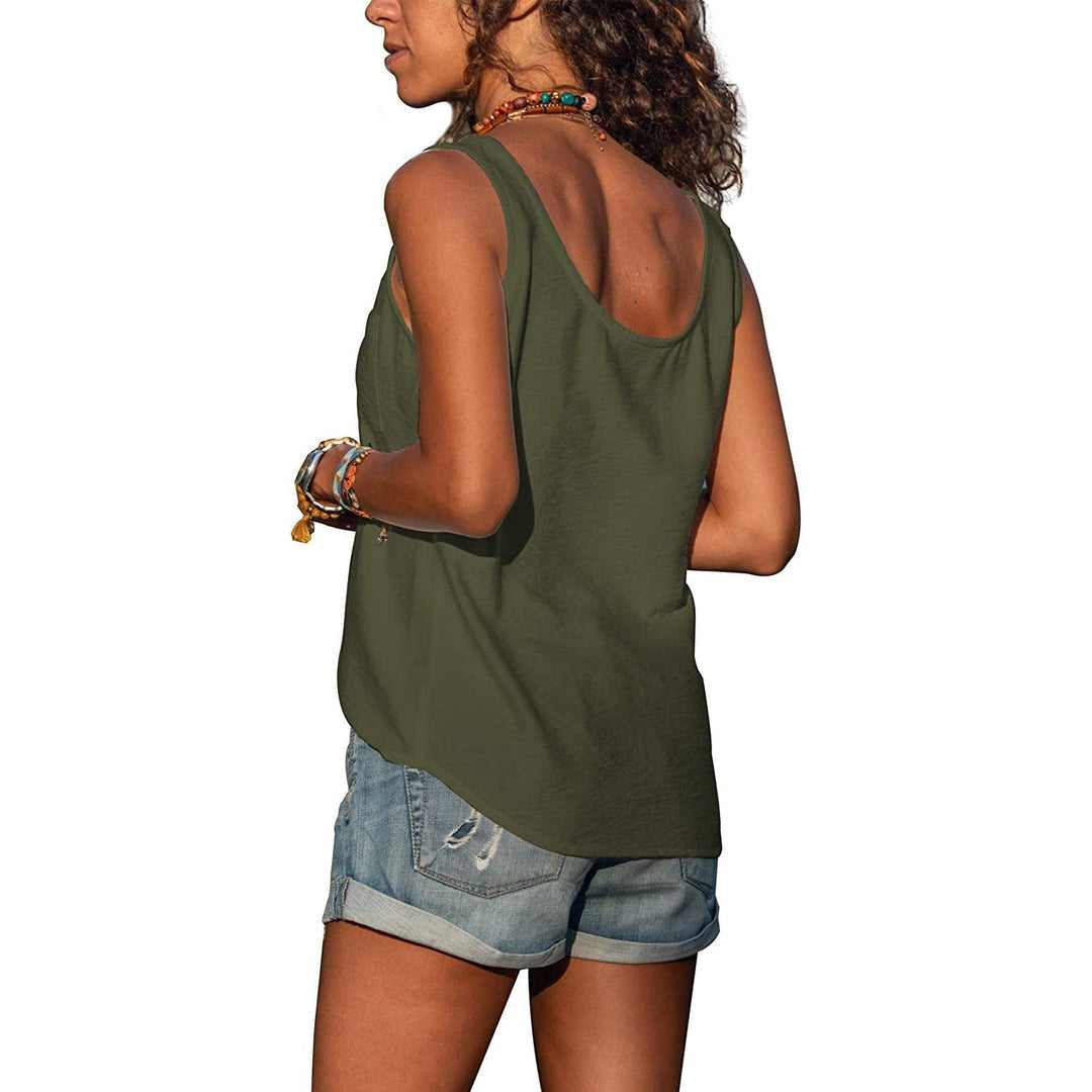 Women's Casual Button-Front Pocket Tank Top