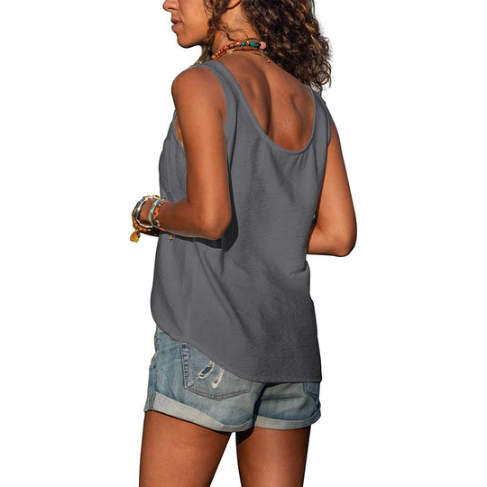 Women's Sleeveless Button Front Casual Tank Top