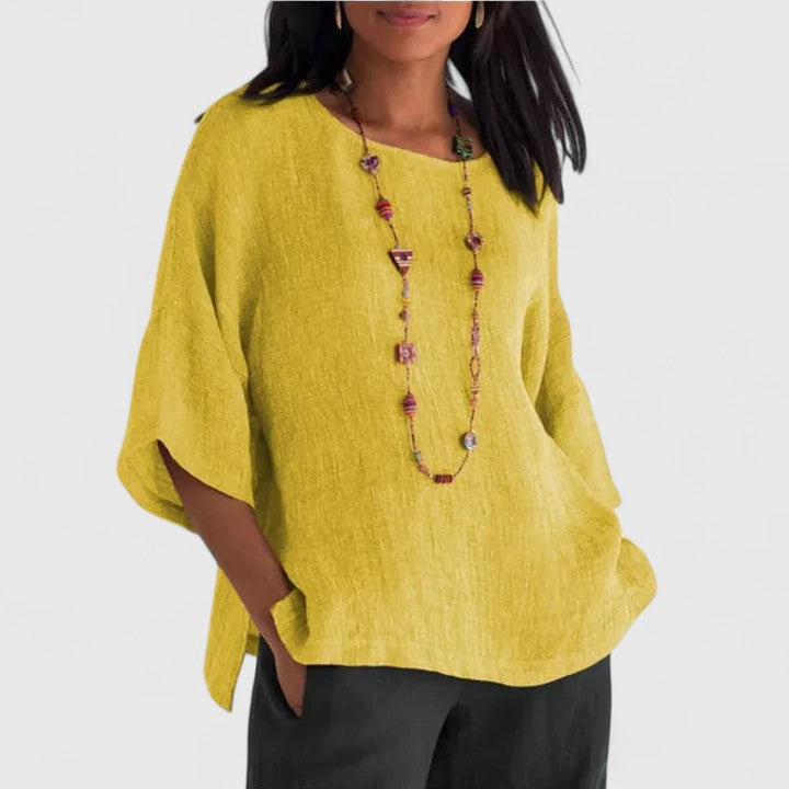 Women's Relaxed Linen-Blend Batwing Blouse