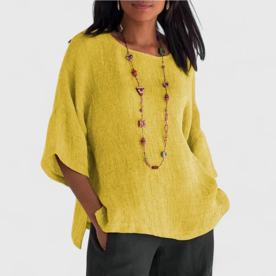 Women's Relaxed Linen-Blend Batwing Blouse