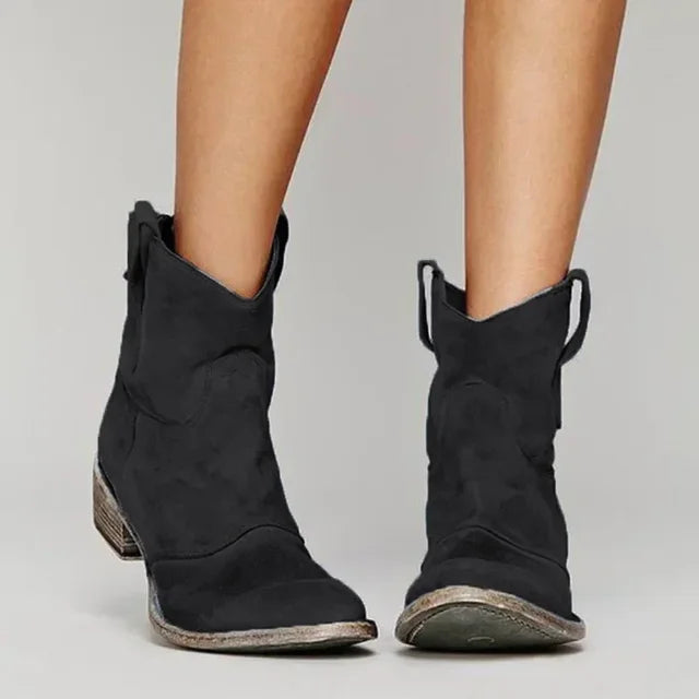 Women's Vintage Suede Western Ankle Boots