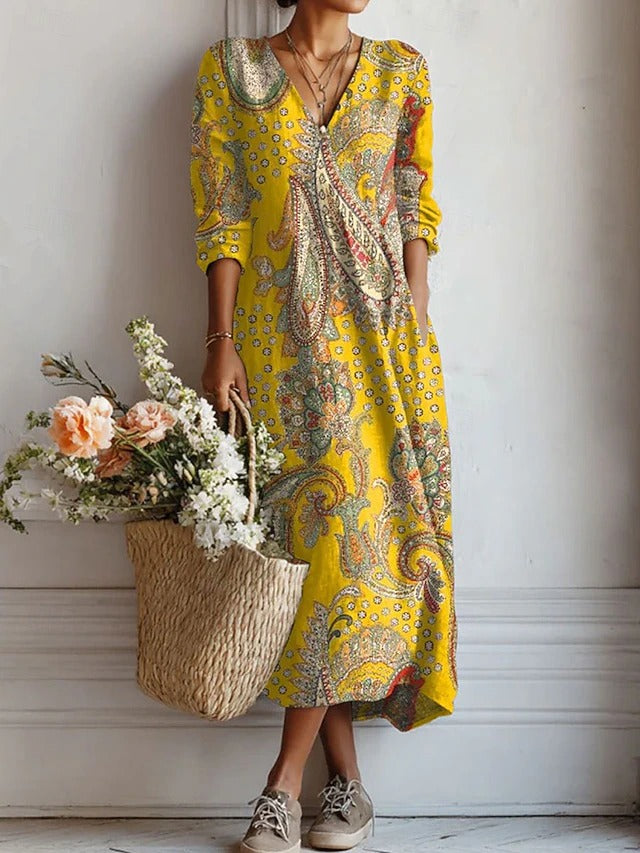 Women's Paisley Print Bohemian Maxi Dress