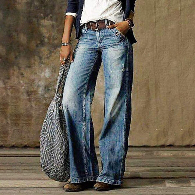 Women's High Waist Wide Leg Denim Jeans