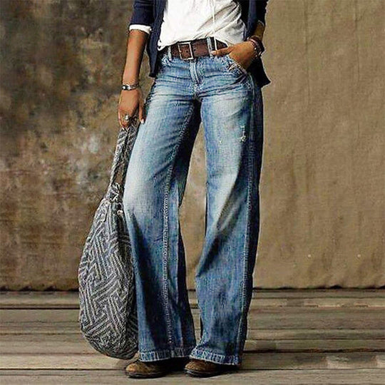 Women's High Waist Wide Leg Denim Jeans