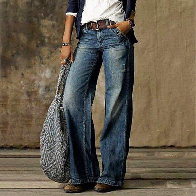 Women's High Waist Wide Leg Denim Jeans
