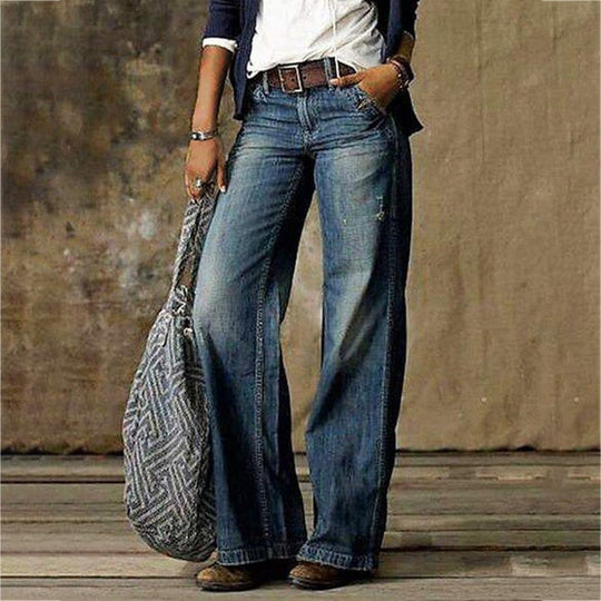 Women's High Waist Wide Leg Denim Jeans