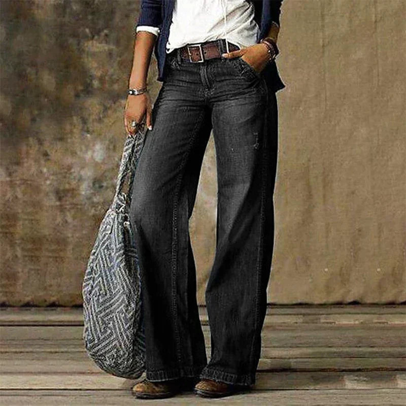 Women's High Waist Wide Leg Denim Jeans